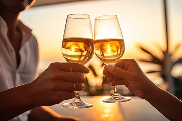 Capturing love's toast: Couples clinking glasses in a heartfelt moment, toasting to everlasting love. Cherish romance in every sip