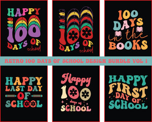 100 days of school groovy font style Design Bundle Vol 1,100th days Retro Design Bundle,100 Days Of School Quote, groovy font style Design Bundle,vector,eps file