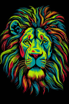 Lion rasta head on black background