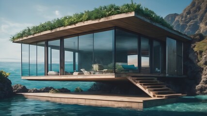 Obraz premium Home in Underwater Background Very cool
