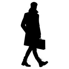 minimal Business man walking forward in winter clothing pose vector silhouette
