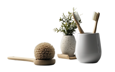 Modern Sophisticated Bathroom Items on Transparent Background