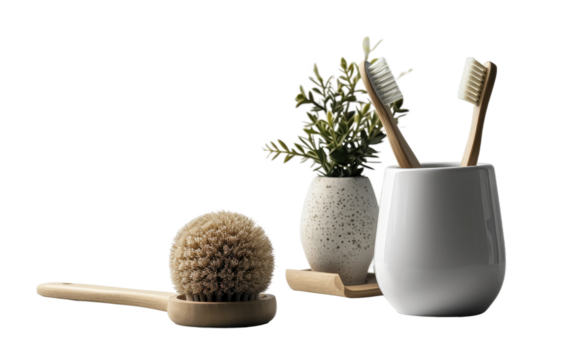 Modern Sophisticated Bathroom Items on Transparent Background