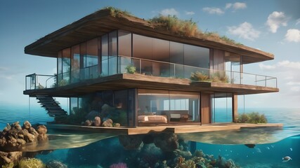 Home in Underwater Background Very cool