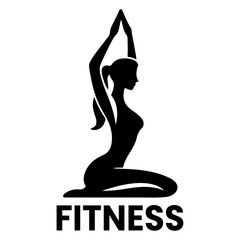 Fototapeta na wymiar Woman Fitness logo vector art illustration black color