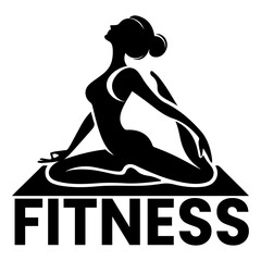 Woman Fitness logo vector art illustration black color