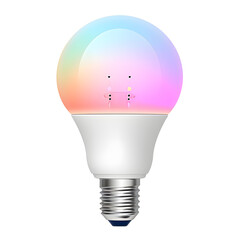 Led smart light bulb changing colors isolated on white background, flat design, png
