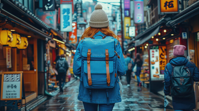 Backpacker in Asian Alley