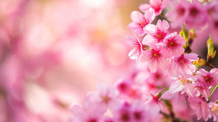 Obraz premium Spring background. Kawazu Cherry Blossoms Swirly Blur In Spring Season. Copy paste area for texture