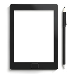 Digital drawing tablet and stylus isolated on white background, png
