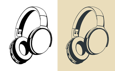 Wireless headphones illustrations
