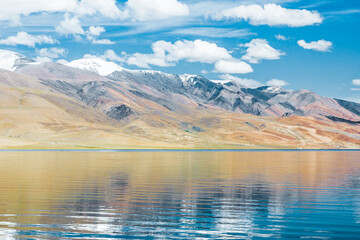 Obraz premium Tso Moriri, a high-altitude lake in the Himalayas, Ladakh, mountain lake, India