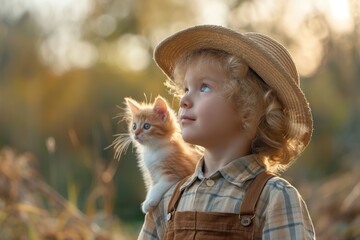 a charming scene of a young child sitting in a field of green grass. 