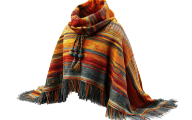 Trendy Stylish Winter Poncho on Transparent Background