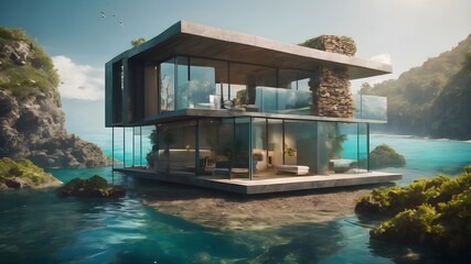 Home in Underwater Background Very cool