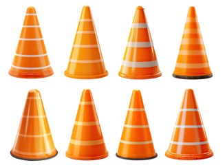 Set of traffic cones, cut out