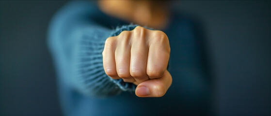 Close-Up of Determined Individual's Fist - Symbol of Strength, Resolve, and Personal Power