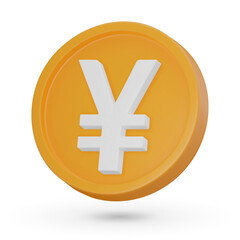 3D coin. The Japanese yen. Currency symbol, 3D icon. Vector sign isolated on a white background