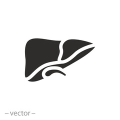digestive gallbladder icon, structure liver, flat symbol on white background - vector illustration