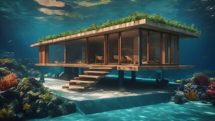 Home in Underwater Background Very cool