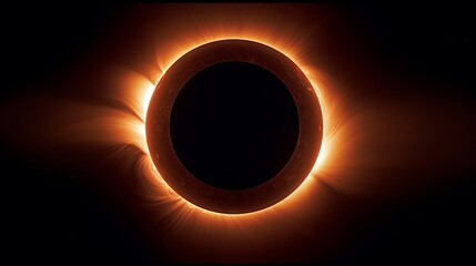 Total solar eclipse with a bright solar corona on a dark background