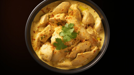 A bowl of creamy and flavorful chicken korma, a popular dish in South Asian countries during Ramadan