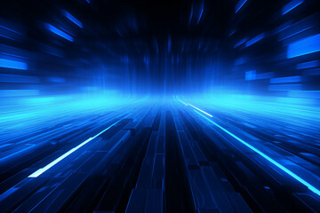 Fototapeta na wymiar Blue Wave Energy Flow Abstract Design with Light Lines and Fractal Motion.