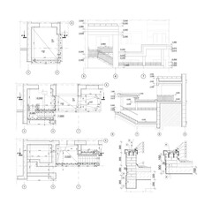 Vector architectural fragments of a building entances	
