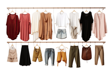 Girls Capsule Wardrobe on Transparent Background