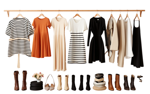 Trendy Wardrobe Capsule Girls on Transparent Background