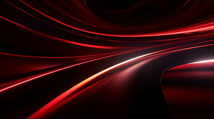 Red Wave Energy Flow Abstract Design with Light Lines and Fractal Motion.
