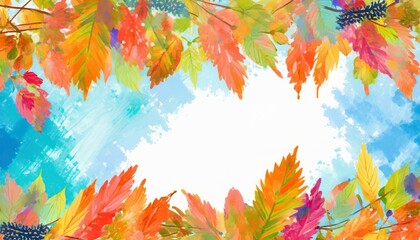 Obraz na płótnie Canvas 鮮やかな秋の落ち葉フレーム