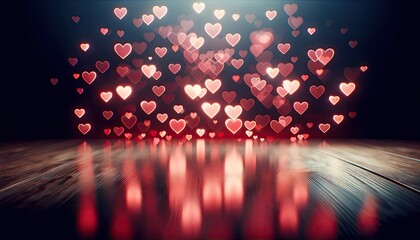 Glowing Heart Shape Sparkling Background for Romantic Celebration, Valentine's Day
