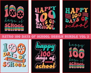 100 days of school groovy font style Design Bundle Vol 2,100th days Retro Design Bundle,100 Days Of School Quote, groovy font style Design Bundle,vector,eps file