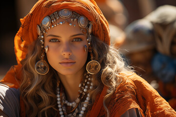 Beautiful woman in a traditional dress from Morocco