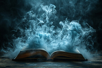 the book emits smoke with a 3d illustration - obrazy, fototapety, plakaty