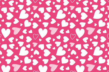 Vector love heart pattern, vector hand drawn Valentine's Day pattern, Valentine's Day background.