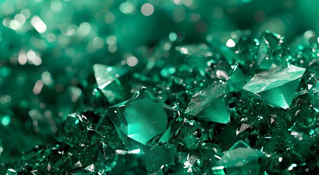 abstract emerald gem texture wallpaper background. shiny green lights.