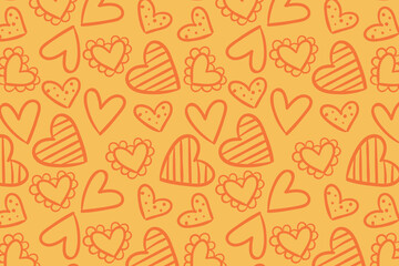 Vector love heart pattern, vector hand drawn Valentine's Day pattern, Valentine's Day background.