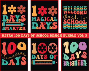 100 days of school groovy font style Design Bundle Vol 3,100th days Retro Design Bundle,100 Days Of School Quote, groovy font style Design Bundle,vector,eps file