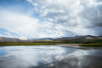 Lake Tso Kar, a high-altitude lake in the Himalayas, Ladakh, mountain, India