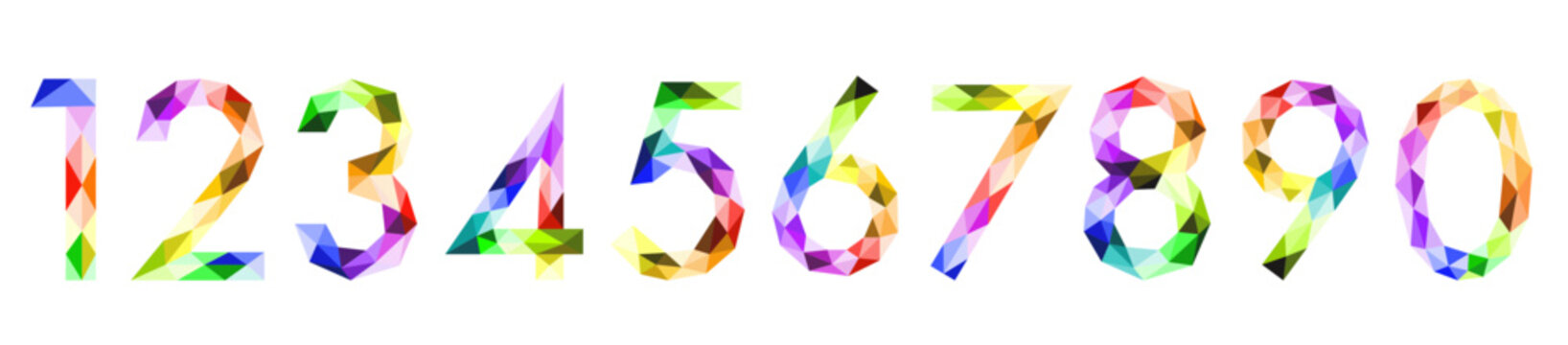 Bright numbers. Numbers of vector creative colored geometric shape.