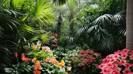 Tropical Paradise- Exotic Flowers and Lush Greenery in a Tropical Garden Oasis