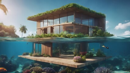 Home in Ocean Background Very cool