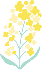 ワンポイントに使えるシンプルにデフォルメした菜の花のカラーイラスト