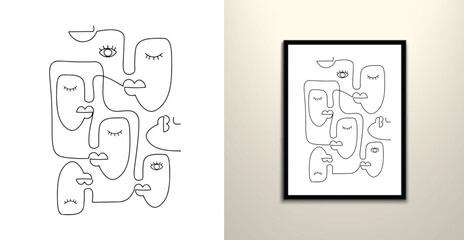 Modern face line art hand drawing design illustration 