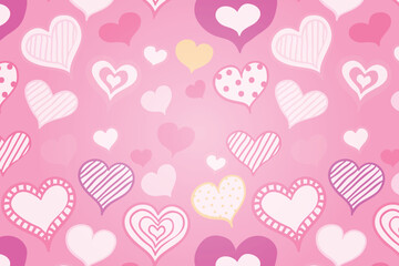 Vector love heart pattern, vector hand drawn Valentine's Day pattern, Valentine's Day background.