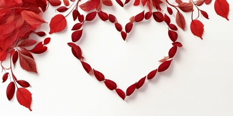 red heart made from petals