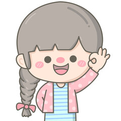 cute little pastel long hair girl hand gesture sign okay