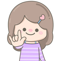 cute little pastel girl showing finger signs I love you
